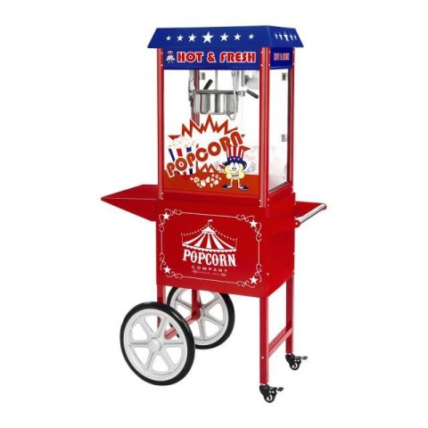 Mobilna maszyna do popcornu z wózkiem na kółkach TEFLON 1600W Mobilna maszyna do popcornu z wózkiem na kółkach TEFLON 1600W