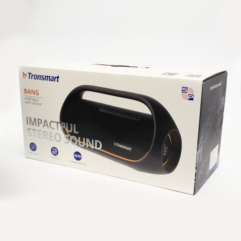Głośnik bezprzewodowy Bluetooth Bang wodoodporny 60W z funkcją Powerbank czarny Głośnik bezprzewodowy Bluetooth Bang wodoodporny 60W z funkcją Powerbank czarny