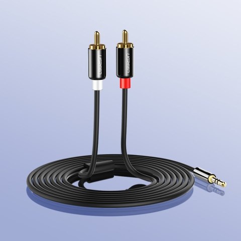 Kabel przewód audio 3.5mm mini jack - 2RCA 3m czarny Kabel przewód audio 3.5mm mini jack - 2RCA 3m czarny