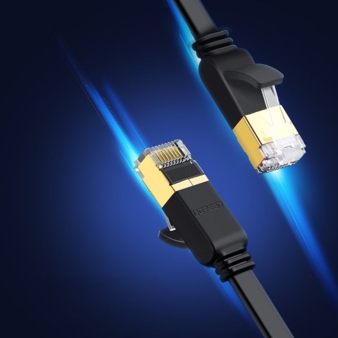 Płaski patchcord kabel przewód sieciowy LAN STP RJ45 Cat 7 10Gbps 10m czarny Płaski patchcord kabel przewód sieciowy LAN STP RJ45 Cat 7 10Gbps 10m czarny