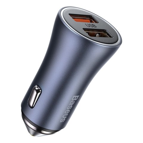 Szybka ładowarka samochodowa 2x USB 40W QC SCP FCP AFC + kabel USB-C szary Szybka ładowarka samochodowa 2x USB 40W QC SCP FCP AFC + kabel USB-C szary