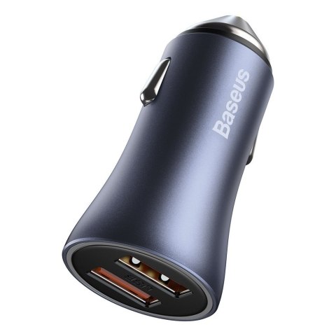 Szybka ładowarka samochodowa 2x USB 40W QC SCP FCP AFC + kabel USB-C szary Szybka ładowarka samochodowa 2x USB 40W QC SCP FCP AFC + kabel USB-C szary