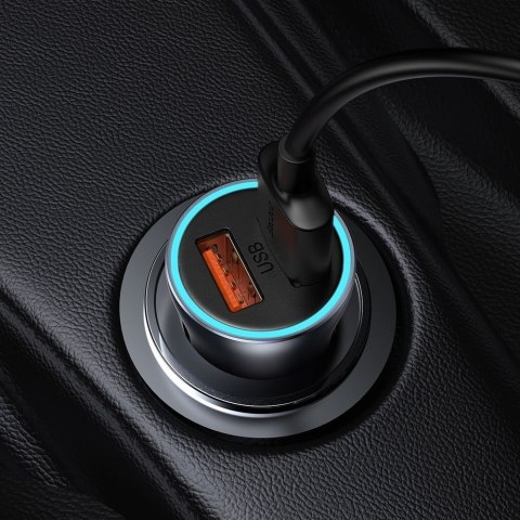 Szybka ładowarka samochodowa 2x USB 40W QC SCP FCP AFC + kabel USB-C szary Szybka ładowarka samochodowa 2x USB 40W QC SCP FCP AFC + kabel USB-C szary