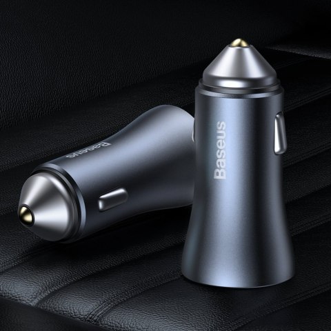 Szybka ładowarka samochodowa 40W PD QC USB-C / USB + kabel USB-C szary Szybka ładowarka samochodowa 40W PD QC USB-C / USB + kabel USB-C szary