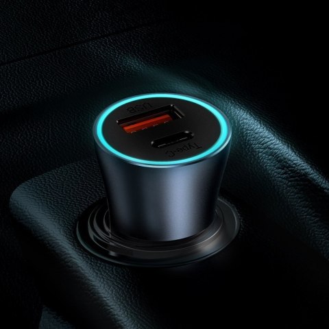 Szybka ładowarka samochodowa 40W PD QC USB-C / USB + kabel USB-C szary Szybka ładowarka samochodowa 40W PD QC USB-C / USB + kabel USB-C szary