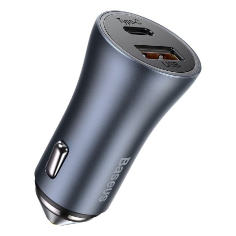 Szybka ładowarka samochodowa USB-C USB 40W PD QC SCP FCP AFC + kabel USB-C - Lightning szary Szybka ładowarka samochodowa USB-C USB 40W PD QC SCP FCP AFC + kabel USB-C - Lightning szary
