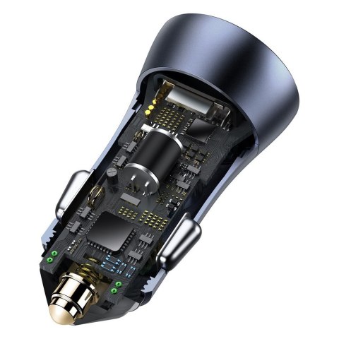 Szybka ładowarka samochodowa USB-C USB 40W PD QC SCP FCP AFC + kabel USB-C - Lightning szary Szybka ładowarka samochodowa USB-C USB 40W PD QC SCP FCP AFC + kabel USB-C - Lightning szary