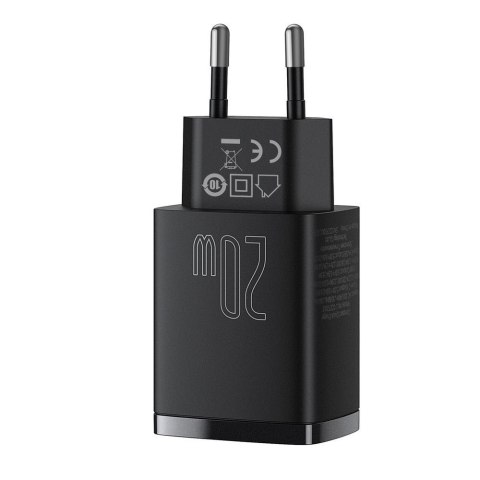 Szybka ładowarka sieciowa Compact USB USB-C 20W 3A PD QC 3.0 czarny Szybka ładowarka sieciowa Compact USB USB-C 20W 3A PD QC 3.0 czarny