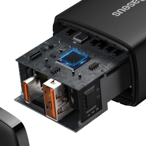 Szybka ładowarka sieciowa Compact USB USB-C 20W 3A PD QC 3.0 czarny Szybka ładowarka sieciowa Compact USB USB-C 20W 3A PD QC 3.0 czarny