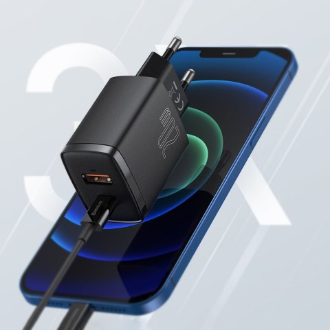 Szybka ładowarka sieciowa Compact USB USB-C 20W 3A PD QC 3.0 czarny Szybka ładowarka sieciowa Compact USB USB-C 20W 3A PD QC 3.0 czarny