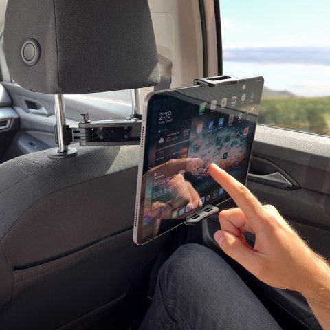 Uchwyt na zagłówek na tablet lub telefon regulowany czarny Uchwyt na zagłówek na tablet lub telefon regulowany czarny