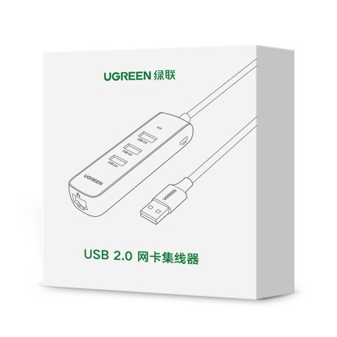 Adapter przejściówka rozdzielacz USB - Ethernet RJ45 3x USB czarny Adapter przejściówka rozdzielacz USB - Ethernet RJ45 3x USB czarny