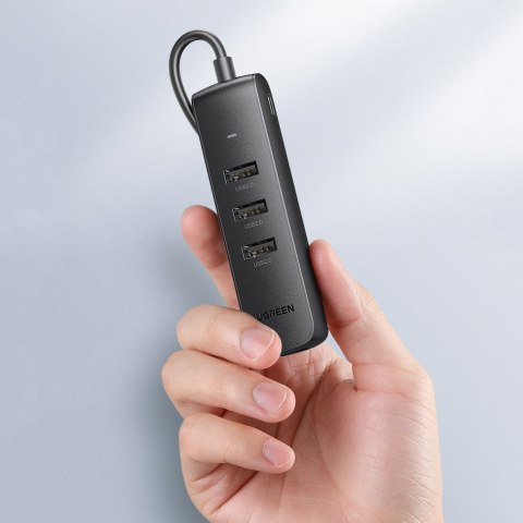 Adapter przejściówka rozdzielacz USB - Ethernet RJ45 3x USB czarny Adapter przejściówka rozdzielacz USB - Ethernet RJ45 3x USB czarny