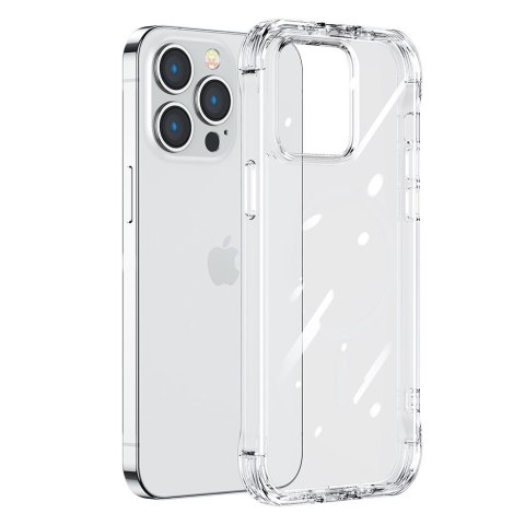 Etui pokrowiec do iPhone 14 Pro Max pancerna obudowa z haczykami podstawką przezroczysty