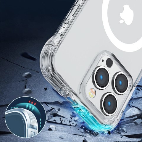 Magnetyczne etui do iPhone 14 pancerny pokrowiec z haczykami podstawką przezroczysty Magnetyczne etui do iPhone 14 pancerny pokrowiec z haczykami podstawką przezroczysty