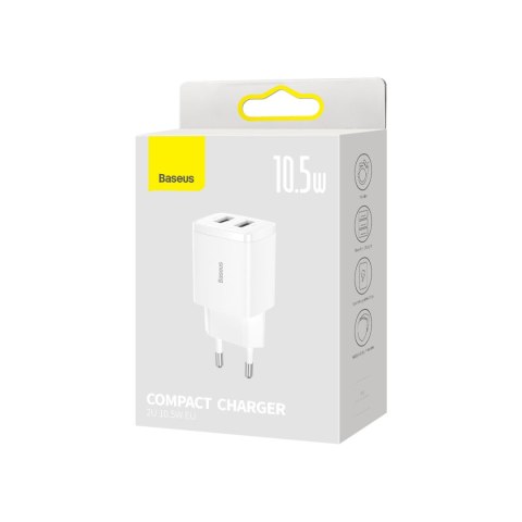 Mała ładowarka sieciowa Compact 2x USB 10.5W biały Mała ładowarka sieciowa Compact 2x USB 10.5W biały