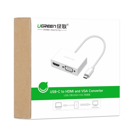 Przejściówka adapter konwerter video USB-C - HDMI VGA biały Przejściówka adapter konwerter video USB-C - HDMI VGA biały