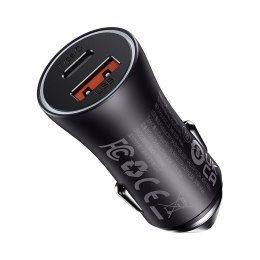 Szybka ładowarka samochodowa Golden Contactor Max USB + USB-C 60W QC ciemnoszary