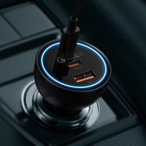 Szybka ładowarka samochodowa USB USB-C 160W PPS Quick Charge 5 PD szary Szybka ładowarka samochodowa USB USB-C 160W PPS Quick Charge 5 PD szary