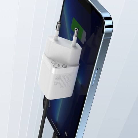 Szybka ładowarka sieciowa GaN3 do kabla USB-C 30W biały Szybka ładowarka sieciowa GaN3 do kabla USB-C 30W biały