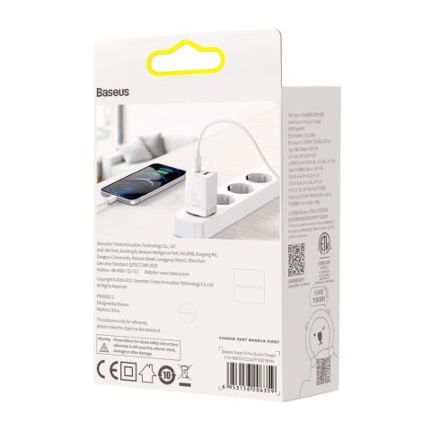 Szybka ładowarka sieciowa USB USB-C 30W PD QC Super Si Pro biały Szybka ładowarka sieciowa USB USB-C 30W PD QC Super Si Pro biały