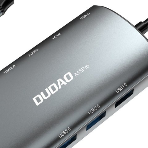 11w1 Adapter HUB USB-C HDMI 3,5 mm mini jack USB czytnik kart SD micro SD VGA RJ45 szary 11w1 Adapter HUB USB-C HDMI 3,5 mm mini jack USB czytnik kart SD micro SD VGA RJ45 szary