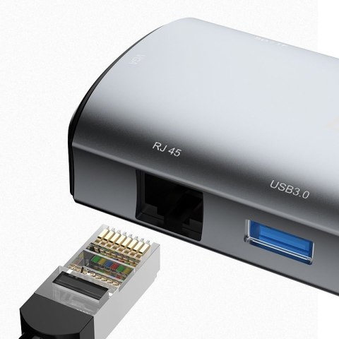 11w1 Adapter HUB USB-C HDMI 3,5 mm mini jack USB czytnik kart SD micro SD VGA RJ45 szary 11w1 Adapter HUB USB-C HDMI 3,5 mm mini jack USB czytnik kart SD micro SD VGA RJ45 szary