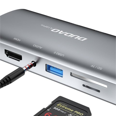 11w1 Adapter HUB USB-C HDMI 3,5 mm mini jack USB czytnik kart SD micro SD VGA RJ45 szary 11w1 Adapter HUB USB-C HDMI 3,5 mm mini jack USB czytnik kart SD micro SD VGA RJ45 szary