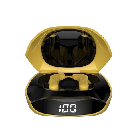 Dokanałowe słuchawki bezprzewodowe TWS Bluetooth 5.2 żółty Dokanałowe słuchawki bezprzewodowe TWS Bluetooth 5.2 żółty