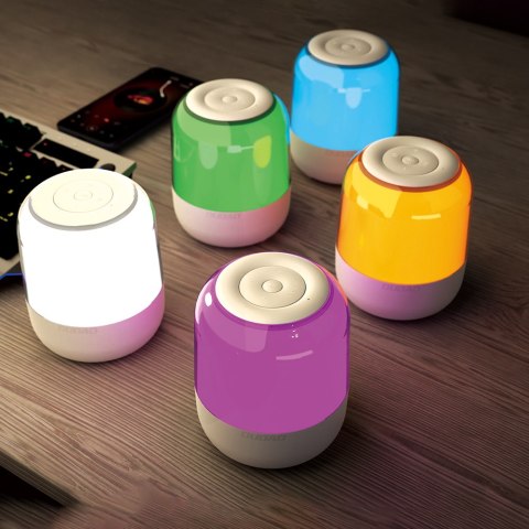 Głośnik bezprzewodowy Bluetooth 5.0 5W z podświetleniem RGB biały Głośnik bezprzewodowy Bluetooth 5.0 5W z podświetleniem RGB biały