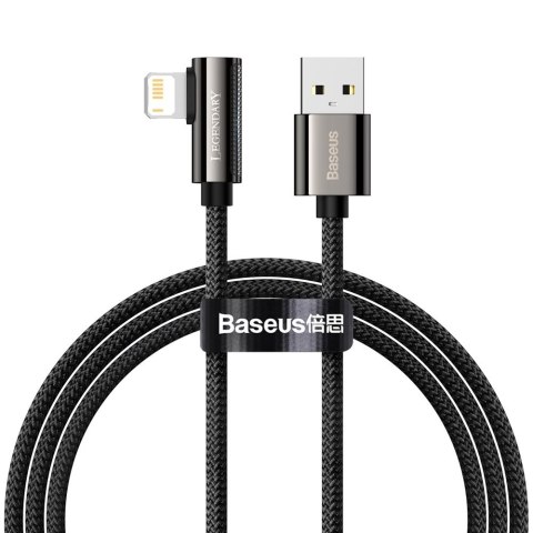 Kątowy mocny kabel przewód do iPhone USB - Lightning dla graczy 2.4A 1m czarny Kątowy mocny kabel przewód do iPhone USB - Lightning dla graczy 2.4A 1m czarny