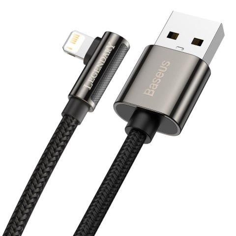 Kątowy mocny kabel przewód do iPhone USB - Lightning dla graczy 2.4A 1m czarny Kątowy mocny kabel przewód do iPhone USB - Lightning dla graczy 2.4A 1m czarny