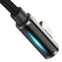 Kątowy mocny kabel przewód do iPhone USB - Lightning dla graczy 2.4A 1m czarny