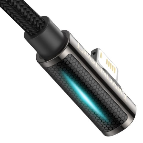Kątowy mocny kabel przewód do iPhone USB - Lightning dla graczy 2.4A 1m czarny Kątowy mocny kabel przewód do iPhone USB - Lightning dla graczy 2.4A 1m czarny