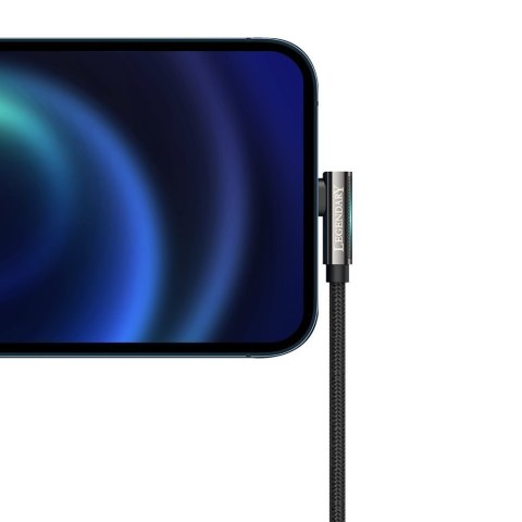 Kątowy mocny kabel przewód do iPhone USB - Lightning dla graczy 2.4A 1m czarny Kątowy mocny kabel przewód do iPhone USB - Lightning dla graczy 2.4A 1m czarny