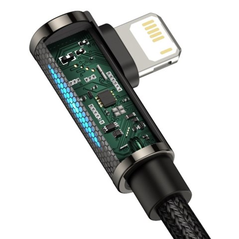 Kątowy mocny kabel przewód do iPhone USB - Lightning dla graczy 2.4A 1m czarny Kątowy mocny kabel przewód do iPhone USB - Lightning dla graczy 2.4A 1m czarny