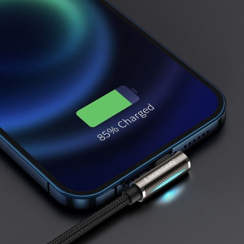 Kątowy mocny kabel przewód do iPhone USB - Lightning dla graczy 2.4A 1m czarny Kątowy mocny kabel przewód do iPhone USB - Lightning dla graczy 2.4A 1m czarny