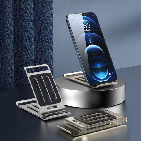 Podstawka F14 stojąca składana do telefonu metalowa srebrny Podstawka F14 stojąca składana do telefonu metalowa srebrny