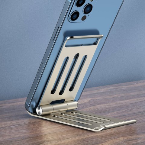 Podstawka F14 stojąca składana do telefonu metalowa srebrny Podstawka F14 stojąca składana do telefonu metalowa srebrny