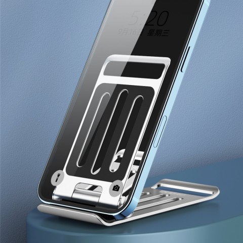 Podstawka F14 stojąca składana do telefonu metalowa srebrny Podstawka F14 stojąca składana do telefonu metalowa srebrny