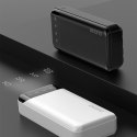Pojemny powerbank 20000mAh z 3 wbudowanymi kablami USB-C microUSB Lightning biały