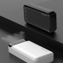 Pojemny powerbank 20000mAh z 3 wbudowanymi kablami USB-C microUSB Lightning czarny