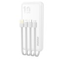 Powerbank K6Pro 10000mAh uniwersalny z kablem USB USB-C microUSB Lightning biały