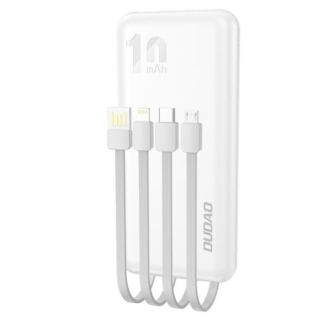 Powerbank K6Pro 10000mAh uniwersalny z kablem USB USB-C microUSB Lightning biały Powerbank K6Pro 10000mAh uniwersalny z kablem USB USB-C microUSB Lightning biały