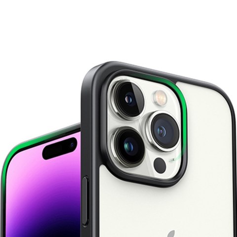 Sztywne etui z żelową ramką i wbudowaną podstawką do iPhone 14 Pro czarny Sztywne etui z żelową ramką i wbudowaną podstawką do iPhone 14 Pro czarny