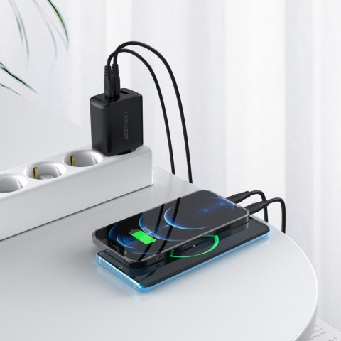 2w1 Ładowarka sieciowa 2x USB-C USB 65W + kabel USB-C biały 2w1 Ładowarka sieciowa 2x USB-C USB 65W + kabel USB-C biały