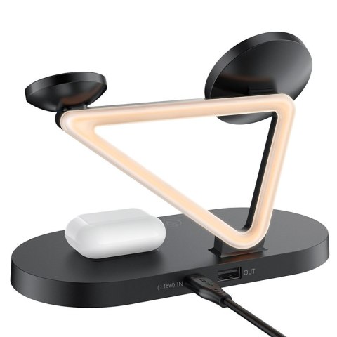 3w1 Ładowarka bezprzewodowa Qi 15W i stojak do iPhone Apple Watch i AirPods czarny 3w1 Ładowarka bezprzewodowa Qi 15W i stojak do iPhone Apple Watch i AirPods czarny