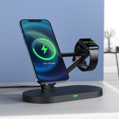 3w1 Ładowarka bezprzewodowa Qi 15W i stojak do iPhone Apple Watch i AirPods czarny 3w1 Ładowarka bezprzewodowa Qi 15W i stojak do iPhone Apple Watch i AirPods czarny