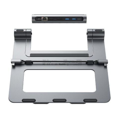 8w1 Podstawka do laptopa + HUB wielofunkcyjny USB-C TF SD HDMI 4K RJ45 100W szary 8w1 Podstawka do laptopa + HUB wielofunkcyjny USB-C TF SD HDMI 4K RJ45 100W szary