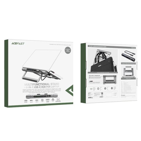 8w1 Podstawka do laptopa + HUB wielofunkcyjny USB-C TF SD HDMI 4K RJ45 100W szary 8w1 Podstawka do laptopa + HUB wielofunkcyjny USB-C TF SD HDMI 4K RJ45 100W szary